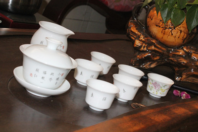 德化厂家直销陶瓷茶具 8头金牡丹花色套组低价优惠